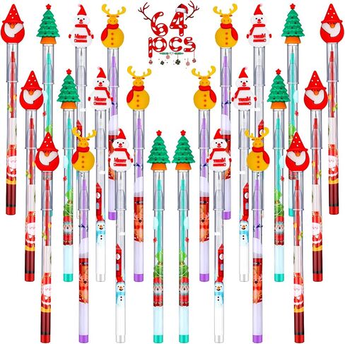 Christmas Pencils Multi-Point Stackable Push Pencils Christmas Plastic Decorated with Santa Xmas Tree Deer and Snowman for Christmas School Party Favor Supplies Children New Year Supplies (24 Pieces) in Saudi Arabia