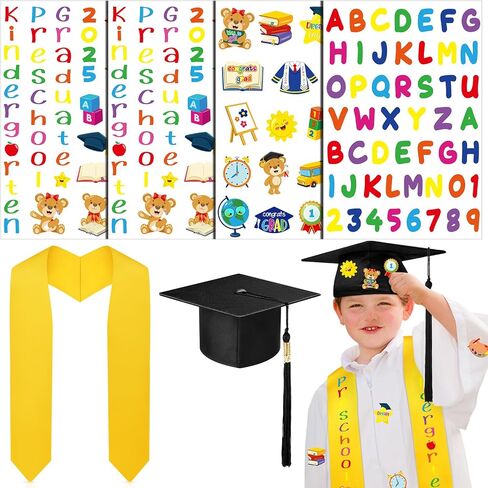 Jetec 6 Pcs 2024 Preschool Graduation Cap Stole Iron on Letter Set for Boys Girls for Pre K Graduation Cap DIY Craft in Saudi Arabia