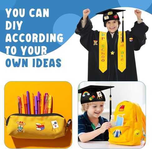 Jetec 6 Pcs 2024 Preschool Graduation Cap Stole Iron on Letter Set for Boys Girls for Pre K Graduation Cap DIY Craft in Saudi Arabia