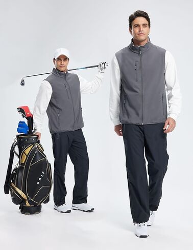 Men's Softshell Vest Fleece-Lined Windproof Sleeveless Jacket for Travel Hiking Fishing Running Golf in Kuwait