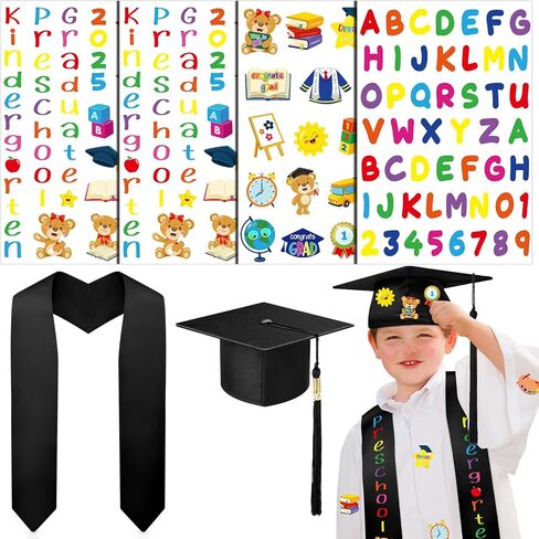 Jetec 6 Pcs 2024 Preschool Graduation Cap Stole Iron on Letter Set for Boys Girls for Pre K Graduation Cap DIY Craft in Saudi Arabia