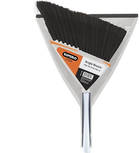 Superio Angle Broom with Clip-On Dustpan Set Angle Shape to Reach Narrow Spaces. (Soft Gray) in Kuwait
