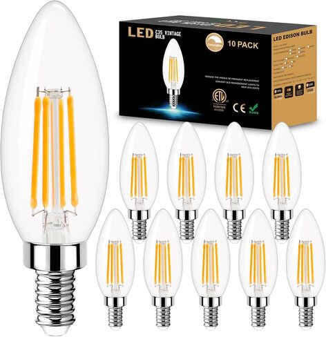 GOLSPARK E12 LED Bulb Dimmable, Candelabra LED Bulb 40W Equivalent, 3000K Warm White, B11 B10 Type B LED Light Bulbs 4W, 400LM, CRI 85+, Clear Filament Candle Light Bulbs Small Base, 6 Pack in Kuwait