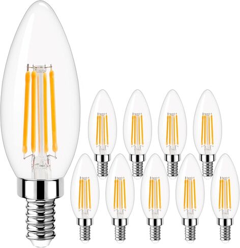 GOLSPARK E12 LED Bulb Dimmable, Candelabra LED Bulb 40W Equivalent, 3000K Warm White, B11 B10 Type B LED Light Bulbs 4W, 400LM, CRI 85+, Clear Filament Candle Light Bulbs Small Base, 6 Pack in Kuwait