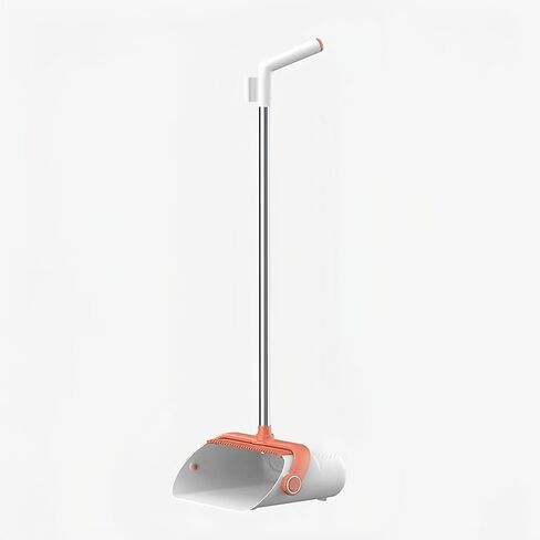 Broom and Dustpan Set for Home and Office, Upright Standing Dustpan with Short Handle Broom, Indoor & Outdoor Sweeping Combo (Black & Orange) in Saudi Arabia