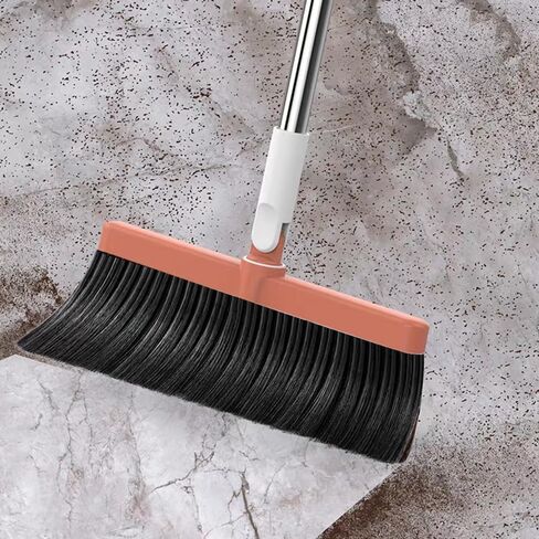 Broom and Dustpan Set for Home and Office, Upright Standing Dustpan with Short Handle Broom, Indoor & Outdoor Sweeping Combo (Black & Orange) in Saudi Arabia