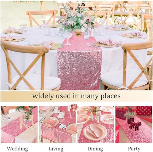 Yuboo Red Sequin Table Runners ، Valentines Glitter Table Runner 2 Pack 12'x108 '' for Mother's Day/4th of July/Girls 'Birth in Kuwait