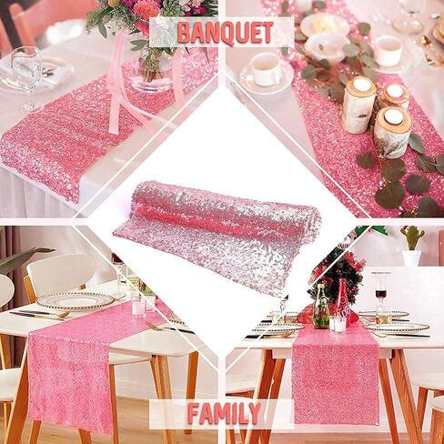 Yuboo Red Sequin Table Runners ، Valentines Glitter Table Runner 2 Pack 12'x108 '' for Mother's Day/4th of July/Girls 'Birth in Kuwait