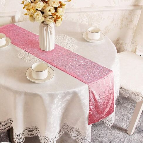 Yuboo Red Sequin Table Runners ، Valentines Glitter Table Runner 2 Pack 12'x108 '' for Mother's Day/4th of July/Girls 'Birth in Kuwait