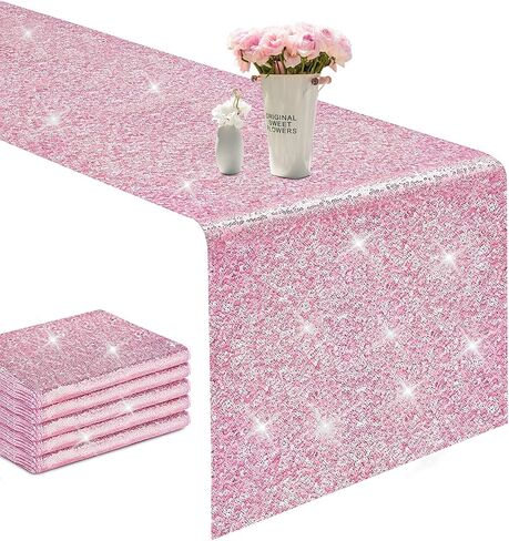 Yuboo Red Sequin Table Runners ، Valentines Glitter Table Runner 2 Pack 12'x108 '' for Mother's Day/4th of July/Girls 'Birth in Kuwait