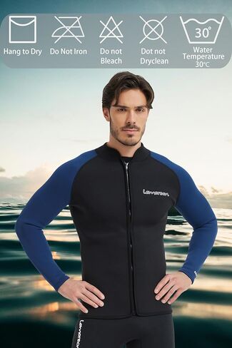 Lemorecn Wetsuit Top Men 3mm and 2mm Wetsuit Jacket Neoprene Long Sleeve for Water Sports in Kuwait
