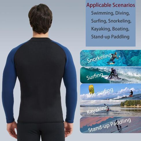 Lemorecn Wetsuit Top Men 3mm and 2mm Wetsuit Jacket Neoprene Long Sleeve for Water Sports in Kuwait