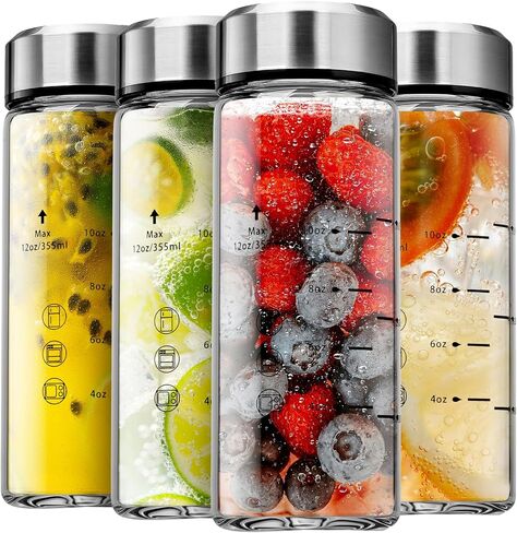 SIEROZUR Glass Juice Bottles 20oz- 4 Pack Wide Mouth Glass Bottles with Lids for Juicing Smoothies, Infused Water, Beverage Storage - BPA Free, Leakproof, Reusable, Borosilicate in Saudi Arabia