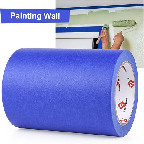 BOMEI PACK Wide Blue Painters Tape 6 Inches x 40 Yards, 3D Printing Tape for Laser Cutting, 21-Day Clean Removal Wide 6'' Masking Tape in Kuwait