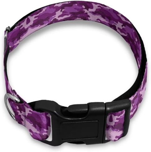 KEIAHUAN Purple Camo Dog Collar wih Quick Release Buckle and Safety Lock, Breathable Adjustable Puppy Collar for Small, Mediun, Large Dogs in Saudi Arabia