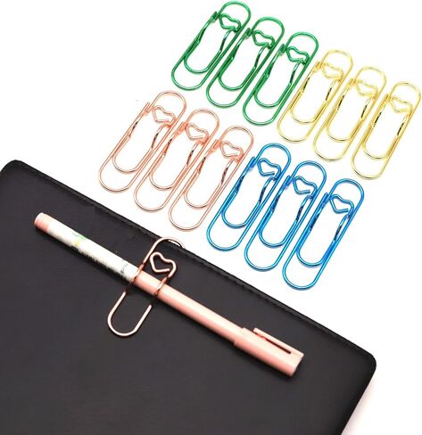 12 PCS مقاطع حامل القلم المعدنية لدفتر الملاحظات ، ملحقات المخطط ، مقاطع ورق قلب Jumbo 2.8 بوصة in Kuwait