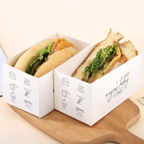 50 Pack Sandwich Take Out Boxes Paper Sandwich Boxes Take Out Food Containers Sandwich Packaging Boxes for Toast, Donuts, Sandwiches in Saudi Arabia