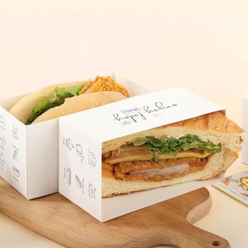 50 Pack Sandwich Take Out Boxes Paper Sandwich Boxes Take Out Food Containers Sandwich Packaging Boxes for Toast, Donuts, Sandwiches in Saudi Arabia