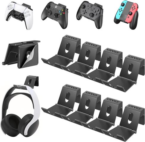 OIVO Controller & Headset Wall Mount Holder Stand, Foldable Headphone Stand, Gaming Controller Holder Hanger Hook, Universal Storage Organizer Controller/Earphone/Game Accessories-9 Packs in Saudi Arabia