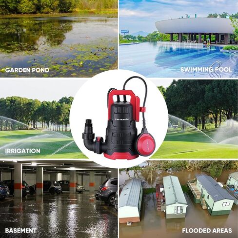 Sump Pump, 1/3 HP 1850GPH Automatic Submersible Utility Water Pump, Portable Electric Low Level Drain Water Removal Pump with Sensor Switch for Swimming Pool Basement Garden Pond Draining in Saudi Arabia