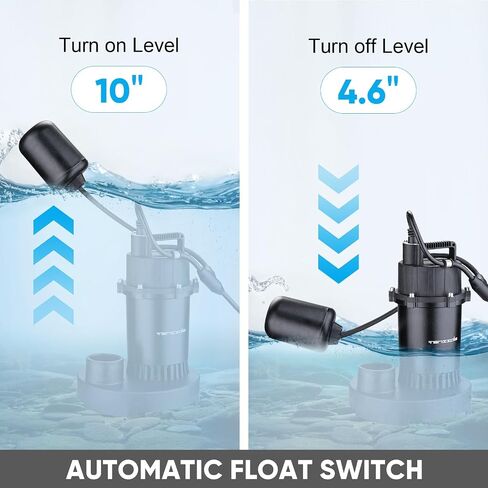 Sump Pump, 1/3 HP 1850GPH Automatic Submersible Utility Water Pump, Portable Electric Low Level Drain Water Removal Pump with Sensor Switch for Swimming Pool Basement Garden Pond Draining in Saudi Arabia