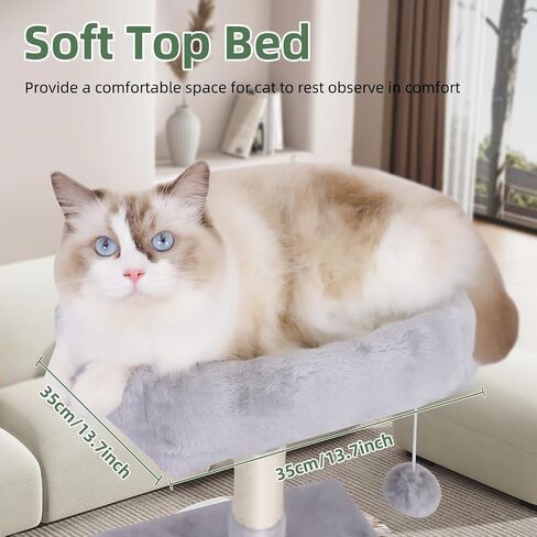 Cat Tree,55 inch Tall Cat Tree Tower for Indoor Cats,Cat Activity Center Large Cat Tree with Cat Condo, Hammock,Sisal Covered Scratching Posts,Funny Multi-Level Cat Tree Tower,Light Grey in Saudi Arabia