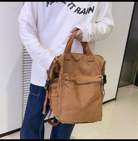 Sumleno Aesthetic Canvas Backpack for Women Men 15.6 Laptop Backpack Vintage College Backpacks Travel Rucksack Casual Daypack (Brown,One Size) in Saudi Arabia