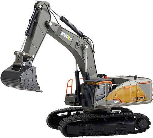 لعبة Gemini&Genius Excavator للأطفال، لعبة حفار مسار مركبات البناء المعدنية 1/50 لعبة حفار، ذراع حفار متحرك متعدد المفاصل ولعبة شاحنة كابينة تدور 360 درجة للأطفال in Saudi Arabia