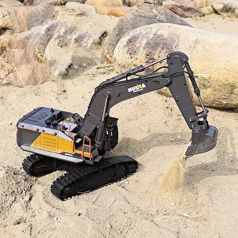 لعبة Gemini&Genius Excavator للأطفال، لعبة حفار مسار مركبات البناء المعدنية 1/50 لعبة حفار، ذراع حفار متحرك متعدد المفاصل ولعبة شاحنة كابينة تدور 360 درجة للأطفال in Saudi Arabia
