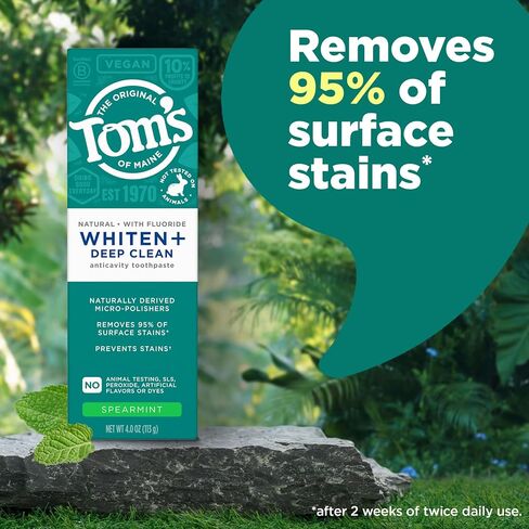 Tom's of Maine Whiten+ Deep Clean Anticavity Peppermint Toothpaste 4.0 Oz in Kuwait