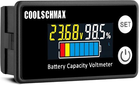 CoolschMax Waterproof lP67 Battery Monitor Buzzer Upgraded Precision for 12v 24V 48V 60V 84V Lead Acid, LiFePO4 Batteries, Lithium, Boat Motorcycle Golf Cart Battery Capacity Tester in Saudi Arabia