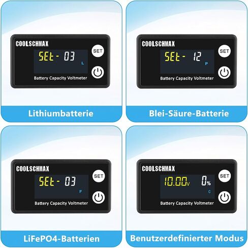 CoolschMax Waterproof lP67 Battery Monitor Buzzer Upgraded Precision for 12v 24V 48V 60V 84V Lead Acid, LiFePO4 Batteries, Lithium, Boat Motorcycle Golf Cart Battery Capacity Tester in Saudi Arabia