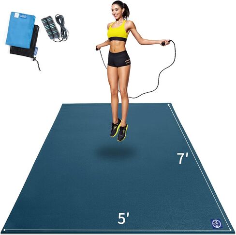 MRO Extra Large Exercise Mat 12'x7'/9'x7'/7'x7'/7'x5'(7mm), High-Density Workout Mats for Home Gym Flooring, Non-Slip, Extra Thick Durable Cardio Mat, Ideal for Plyo, MMA, Jump Rope - Shoe Friendly in Kuwait