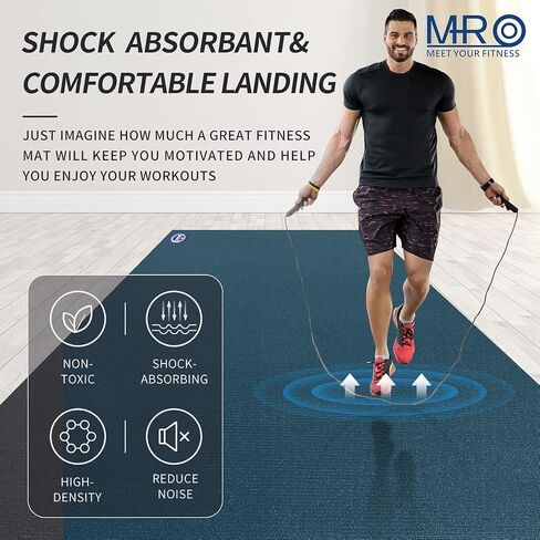 MRO Extra Large Exercise Mat 12'x7'/9'x7'/7'x7'/7'x5'(7mm), High-Density Workout Mats for Home Gym Flooring, Non-Slip, Extra Thick Durable Cardio Mat, Ideal for Plyo, MMA, Jump Rope - Shoe Friendly in Kuwait