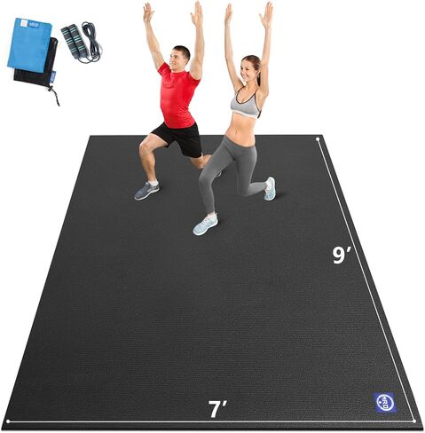 MRO Extra Large Exercise Mat 12'x7'/9'x7'/7'x7'/7'x5'(7mm), High-Density Workout Mats for Home Gym Flooring, Non-Slip, Extra Thick Durable Cardio Mat, Ideal for Plyo, MMA, Jump Rope - Shoe Friendly in Kuwait