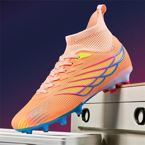 MAUGELY Men's Cleats Firm Ground Soccer Shoes Athletic Lightweight Running Outdoor Turf Comfortable Training Football Shoes in Kuwait