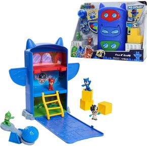 PJ Masks Micros Micros Fold N Go HQ مع 5 ملحقات ، Catboy ، Owlette ، و Gekko ، ألعاب الأطفال للأعمار 3 حتى اللعب فقط