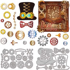 يموت Globleland Steampunk Gear Cutting لصنع البطاقات القبعة القبعة المعدنية قطع القطع قوالب الموت لمجلة Scrapbooking Decoring Paper Craft Decor