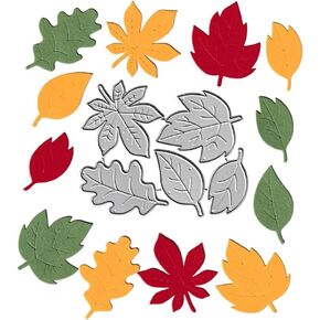 5pcs Spring Maple Leaves Leaf Cutting Dies, Autumn Fall Foliage Leafage Die Cuts Metal Embossing Stencils Template Mould for Card Scrapbooking and DIY Craft Album Paper Card Decor