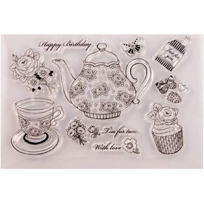 Teapot Flower Silicone Clear Seal Stamp DIY Scrapbooking Embossing Photo Album Decorative Paper Card Craft Art Handmade Gift Seal A Meal Bags Saver