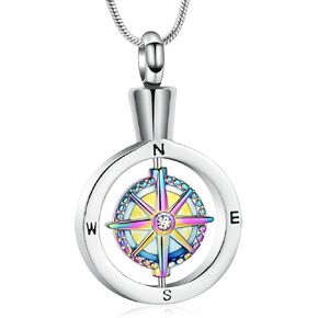 Compass Cremation Jewelry Memorial Necklace Urn for Human Ashe of Loved Ones Keepsake Lockets for Ashes Holder Pet Dog Heart Urn Jewelry I'd be Lost without You