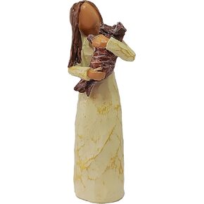 Loss of Dog Sympathy Gift (Brown) Woman with Dog Figurines, Sympathy Dog Memorial, Pet Loss Gifts, Westie Gifts for Women, Gifts for Dog Lovers,Resin, Cream Dog Statue