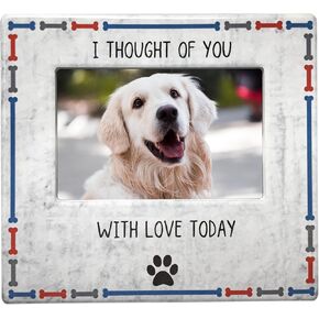 BANBERRY DESIGNS Pet Memorial Picture Frame - I Thought of You with Love Today - Dog Memorial Gift for Loss of a Dog - Tabletop Keepsake Frame - Easel Back - Photo Opening is 4"x 6"