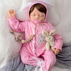 Lifelike Reborn Baby Dolls, Realistic Newborn Dolls Girl 22 Inches, Real Life Doll with Cloth Body and Feeding Toy for Kids Age 3 +