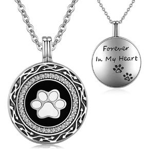 قلادة جرة طباعة PAW للرماد S925 Sterling Silver Dog Cat Cat قلادة قلادة Pet حرق مجوهر