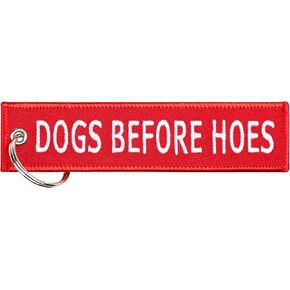 MotoLoot Dog Keychain Pup Puppy Key Ring Tag for keys, Gift, Present and Dog Lover (Dogs Before Hoes)