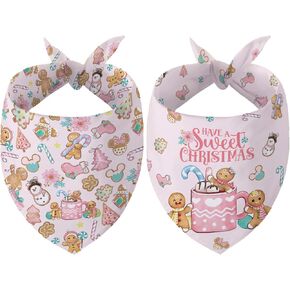 Pink Gingerbread Christmas Dog Bandanas Candy Cane Gingerbread Man Christmas Christmas Dogf New Winter XMAS Decor Decord Decors Decords for Home Party