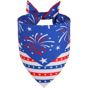 Small 4th of July Dog Bandana: Reversible American Flag Breathable Scarf for Small Dogs - Patriotic Parades Pool Party Puppy Accessories (1-Pack)
