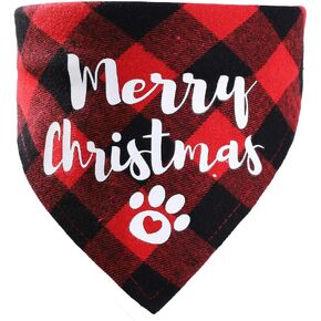 Festival Christmas Dog Bandana Adjustable Soft Pet Triangle Scarf with Plaid Painting Festival Element Patterns for Small Medium-Large Dogs