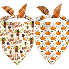 Fall Thanksgiving Dog Bandana, Autumn Pet Triangle Scarf Bibs Washable Puppy Kerchief Adjustable Supplies for Small Medium Large Dog Cat Costume Accessories